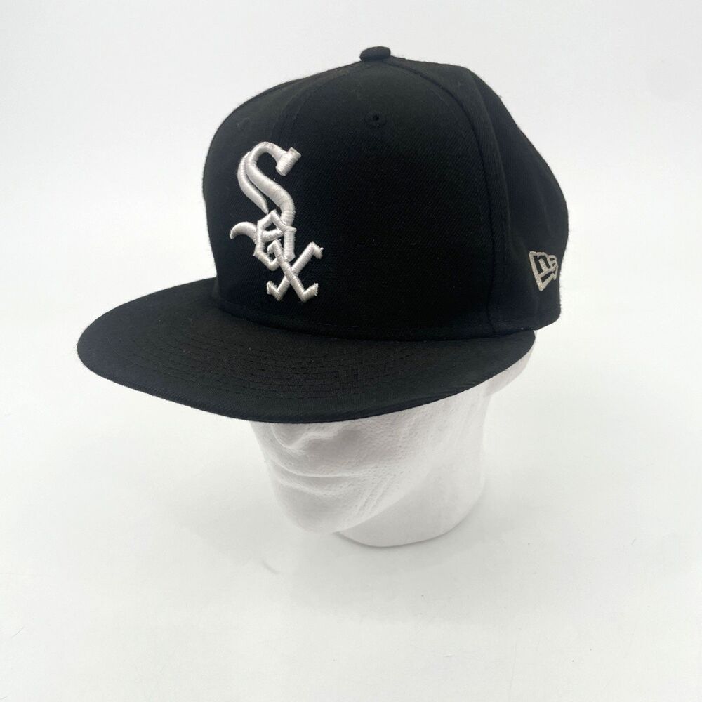Chicago White Sox Hat New Era 59FIFTY On Field Fitted Black Baseball Cap 7 5/8